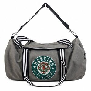 Stranger Things Hawkins High School Duffle Bag TV Show Preowned Flaws Gray Green